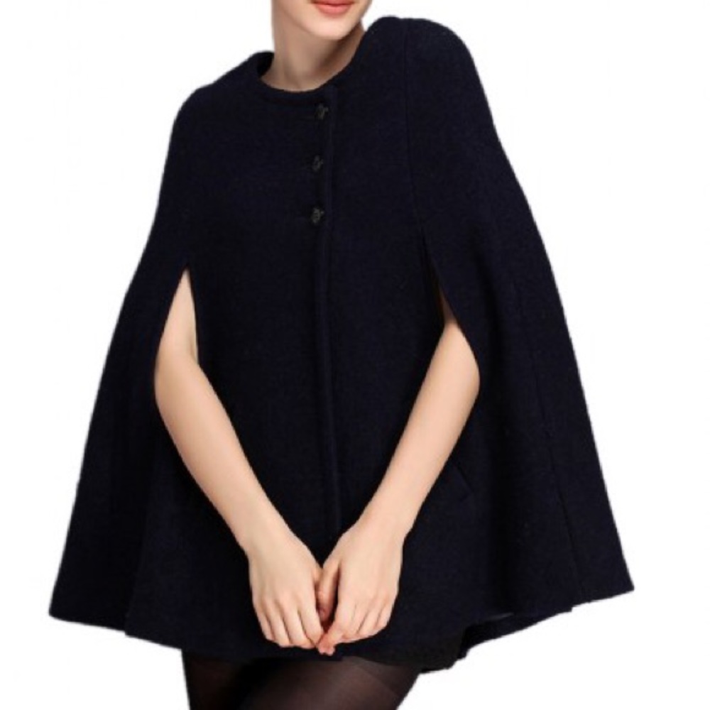 ⬇️PRICE! Black Wool Capelet Jacket Coat sz S/M